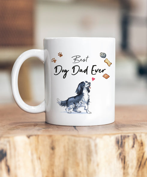 Best Dog Dad Sprocker Black & White Ceramic Mug